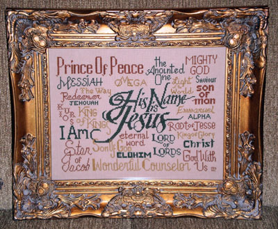 His Name is Jesus stitched by Sheila Shannon